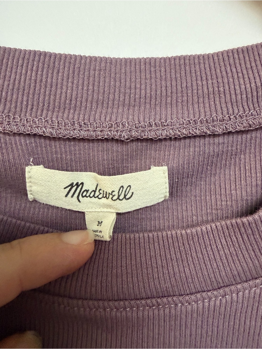 Madewell Ribbed Baby Tee Cotton Short Sleeve T-Shirt Mauve Purple Medium - Picture 2 of 3